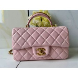 Replica Borsa Chanel 25SS Mini Flap Vintage con Manico Superiore AS2431 Rosa Imitazioni Falso
