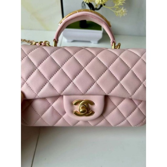 Replica Borsa Chanel 25SS Mini Flap Vintage con Manico Superiore AS2431 Rosa Imitazioni Falso