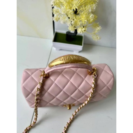 Replica Borsa Chanel 25SS Mini Flap Vintage con Manico Superiore AS2431 Rosa Imitazioni Falso
