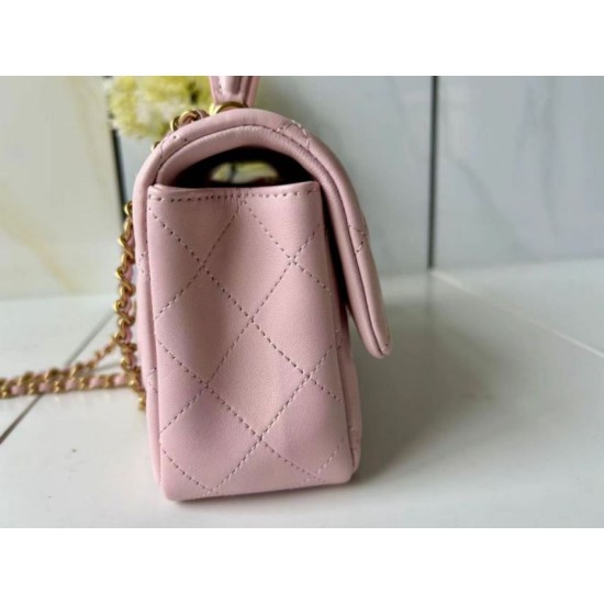 Replica Borsa Chanel 25SS Mini Flap Vintage con Manico Superiore AS2431 Rosa Imitazioni Falso