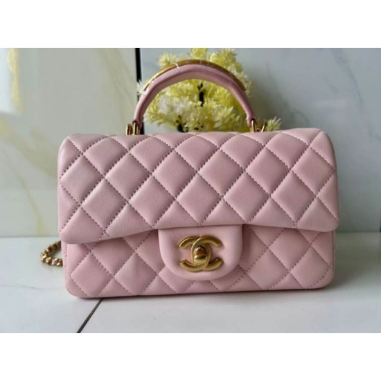 Replica Borsa Chanel 25SS Mini Flap Vintage con Manico Superiore AS2431 Rosa Imitazioni Falso
