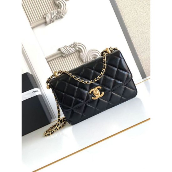Replica Borsa Chanel 25A Mini/Piccola Flap con Catena Dorata AS2649 AS2615 Nero Imitazioni Falso