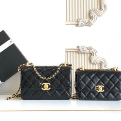 Replica Borsa Chanel 25A Mini/Piccola Flap con Catena Dorata AS2649 AS2615 Nero Imitazioni Falso