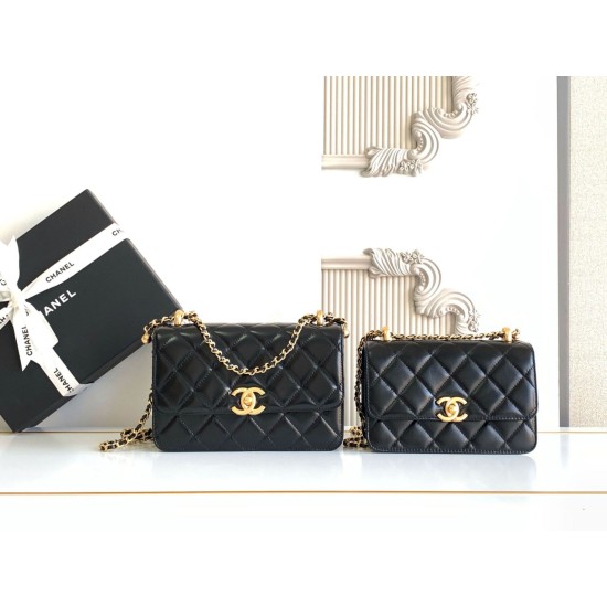 Replica Borsa Chanel 25A Mini/Piccola Flap con Catena Dorata AS2649 AS2615 Nero Imitazioni Falso