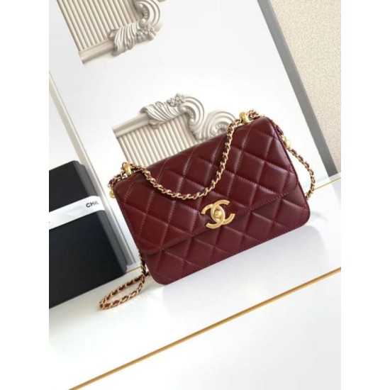 Replica Borsa Chanel 25A Mini/Piccola Flap con Catena Dorata AS2649 AS2615 Bordeaux Imitazioni Falso