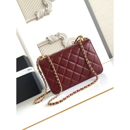 Replica Borsa Chanel 25A Mini/Piccola Flap con Catena Dorata AS2649 AS2615 Bordeaux Imitazioni Falso