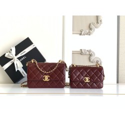 Replica Borsa Chanel 25A Mini/Piccola Flap con Catena Dorata AS2649 AS2615 Bordeaux Imitazioni Falso