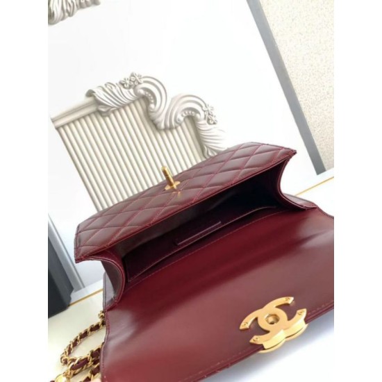 Replica Borsa Chanel 25A Mini/Piccola Flap con Catena Dorata AS2649 AS2615 Bordeaux Imitazioni Falso