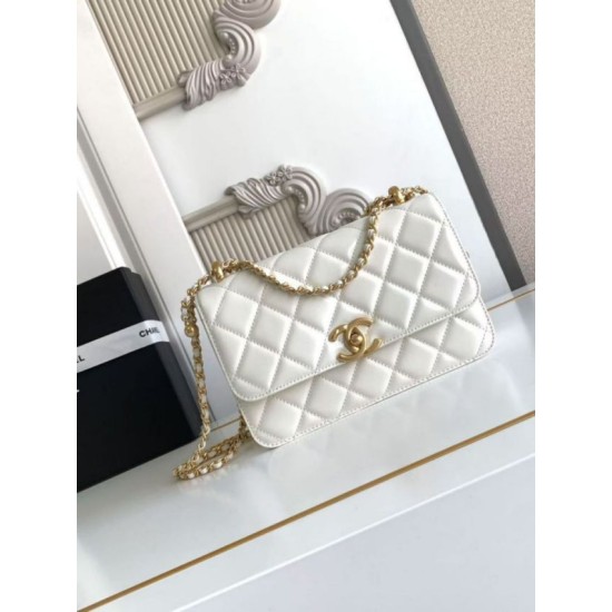 Replica Borsa Chanel 25A Mini/Piccola Flap con Catena Dorata AS2649 AS2615 Bianco Imitazioni Falso