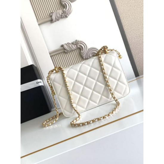 Replica Borsa Chanel 25A Mini/Piccola Flap con Catena Dorata AS2649 AS2615 Bianco Imitazioni Falso