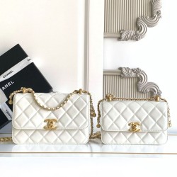 Replica Borsa Chanel 25A Mini/Piccola Flap con Catena Dorata AS2649 AS2615 Bianco Imitazioni Falso