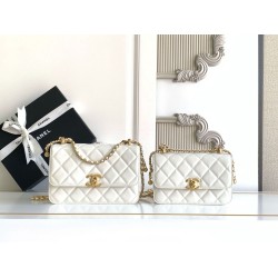 Replica Borsa Chanel 25A Mini/Piccola Flap con Catena Dorata AS2649 AS2615 Bianco Imitazioni Falso