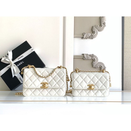 Replica Borsa Chanel 25A Mini/Piccola Flap con Catena Dorata AS2649 AS2615 Bianco Imitazioni Falso