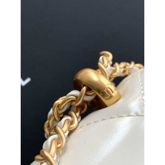 Replica Borsa Chanel 25A Mini/Piccola Flap con Catena Dorata AS2649 AS2615 Bianco Imitazioni Falso