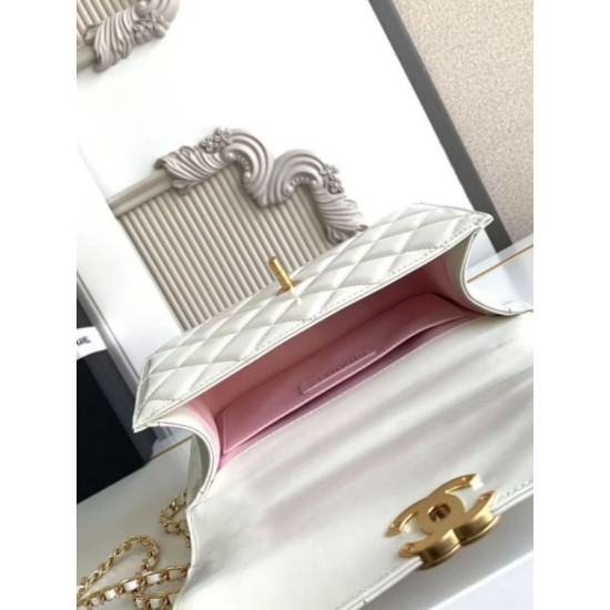 Replica Borsa Chanel 25A Mini/Piccola Flap con Catena Dorata AS2649 AS2615 Bianco Imitazioni Falso