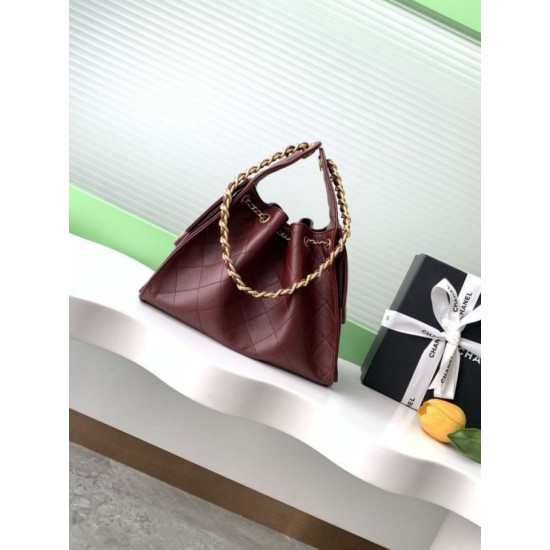 Replica Borsa a secchiello Chanel 25C grande/piccola in pelle di vitello granata AS5311 AS5293 Borgogna Imitazioni Falso