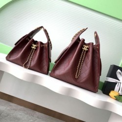 Replica Borsa a secchiello Chanel 25C grande/piccola in pelle di vitello granata AS5311 AS5293 Borgogna Imitazioni Falso