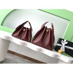 Replica Borsa a secchiello Chanel 25C grande/piccola in pelle di vitello granata AS5311 AS5293 Borgogna Imitazioni Falso