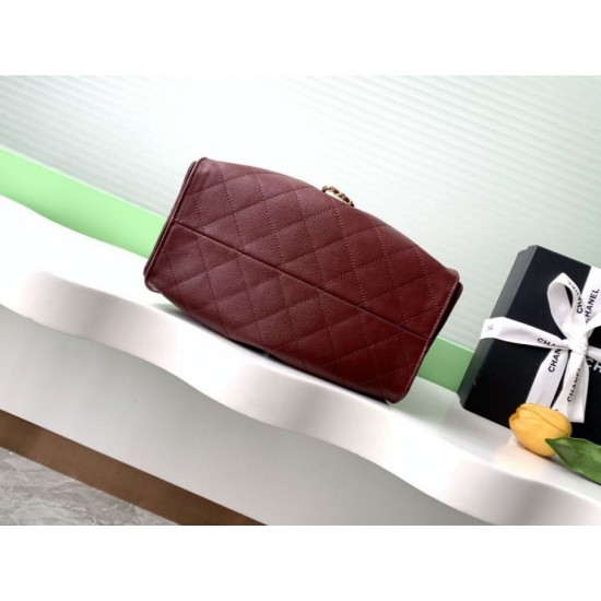 Replica Borsa a secchiello Chanel 25C grande/piccola in pelle di vitello granata AS5311 AS5293 Borgogna Imitazioni Falso