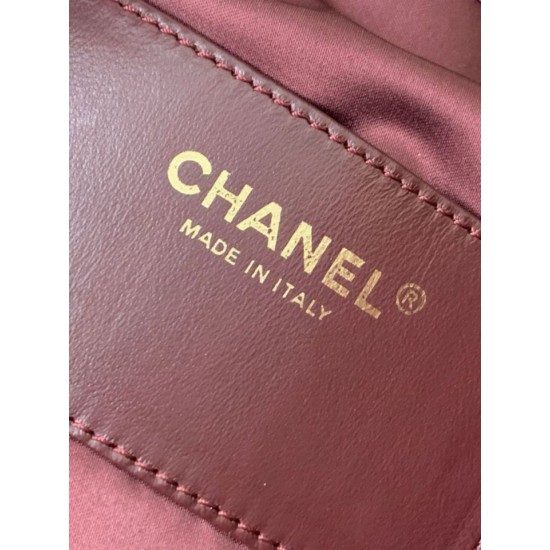 Replica Borsa a secchiello Chanel 25C grande/piccola in pelle di vitello granata AS5311 AS5293 Borgogna Imitazioni Falso