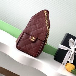 Replica Borsa a secchiello Chanel 25C grande/piccola in pelle di vitello granata AS5311 AS5293 Borgogna Imitazioni Falso