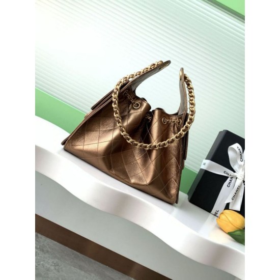 Replica Borsa a secchiello Chanel 25C grande/piccola in pelle di vitello granata AS5311 AS5293 Oro scuro Imitazioni Falso