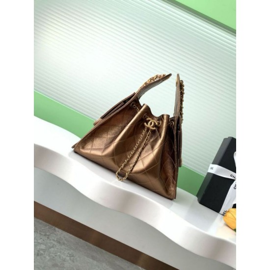 Replica Borsa a secchiello Chanel 25C grande/piccola in pelle di vitello granata AS5311 AS5293 Oro scuro Imitazioni Falso