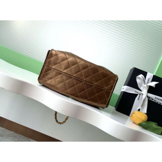 Replica Borsa a secchiello Chanel 25C grande/piccola in pelle di vitello granata AS5311 AS5293 Oro scuro Imitazioni Falso