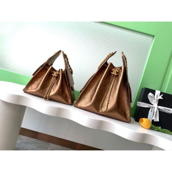 Replica Borsa a secchiello Chanel 25C grande/piccola in pelle di vitello granata AS5311 AS5293 Oro scuro Imitazioni Falso