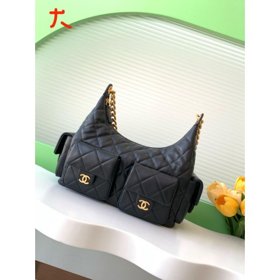 Replica Borsa hobo Chanel 25C grande/maxi metallizzata AS5339 AS5302 Nero Imitazioni Falso