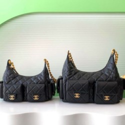 Replica Borsa hobo Chanel 25C grande/maxi metallizzata AS5339 AS5302 Nero Imitazioni Falso