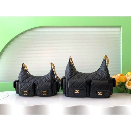 Replica Borsa hobo Chanel 25C grande/maxi metallizzata AS5339 AS5302 Nero Imitazioni Falso