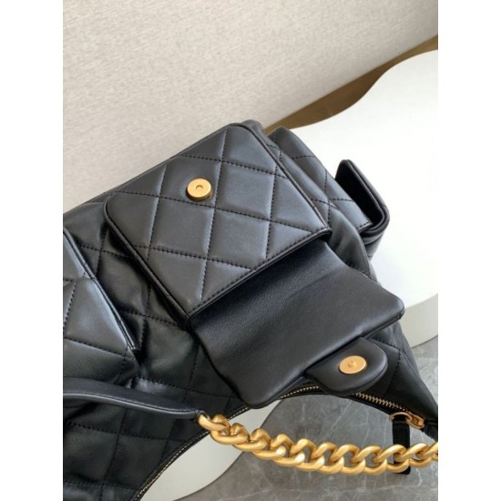 Replica Borsa hobo Chanel 25C grande/maxi metallizzata AS5339 AS5302 Nero Imitazioni Falso