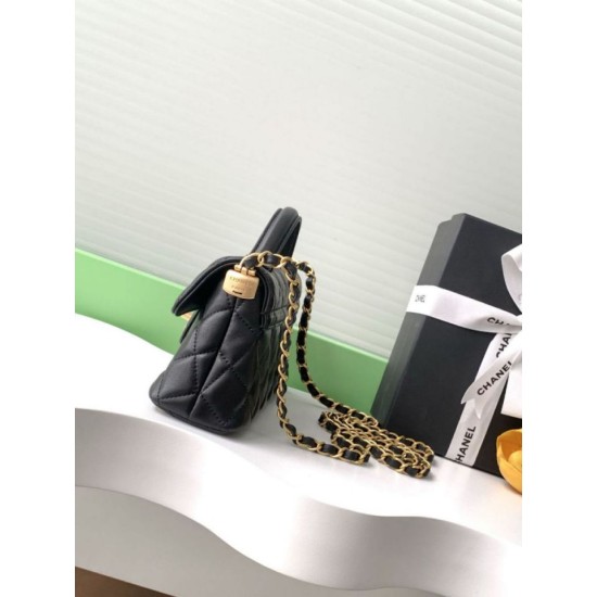 Replica Borsa Chanel 25P Mini con patta e manico superiore AS5354 Nero Imitazioni Falso Replica Borsa Chanel 25P Mini con patta e manico superiore AS5354 Nero Imitazioni Falso