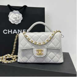 Replica Borsa Chanel 25P piccola con patta e manico superiore AS5355 Bianca Imitazioni Falso
