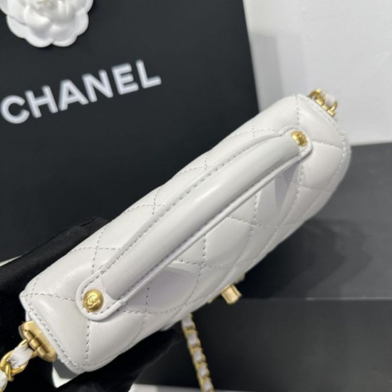 Replica Borsa Chanel 25P piccola con patta e manico superiore AS5355 Bianca Imitazioni Falso