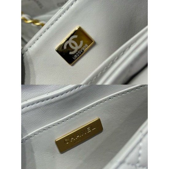 Replica Borsa Chanel 25P piccola con patta e manico superiore AS5355 Bianca Imitazioni Falso