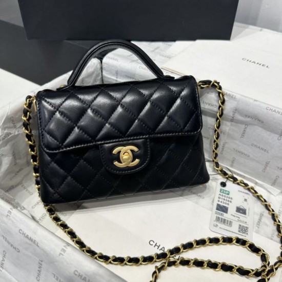 Replica Borsa Chanel 25P piccola con patta e manico superiore AS5355 Nera Imitazioni Falso Replica Borsa Chanel 25P piccola con patta e manico superiore AS5355 Nera Imitazioni Falso