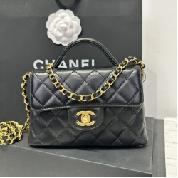Replica Borsa Chanel 25P piccola con patta e manico superiore AS5355 Nera Imitazioni Falso