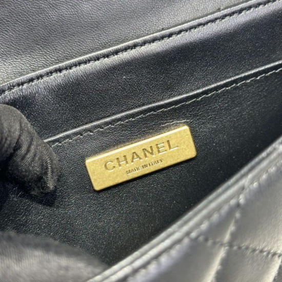 Replica Borsa Chanel 25P piccola con patta e manico superiore AS5355 Nera Imitazioni Falso Replica Borsa Chanel 25P piccola con patta e manico superiore AS5355 Nera Imitazioni Falso