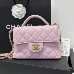 Replica Borsa Chanel 25P piccola con patta e manico superiore AS5355 Rosa Imitazioni Falso
