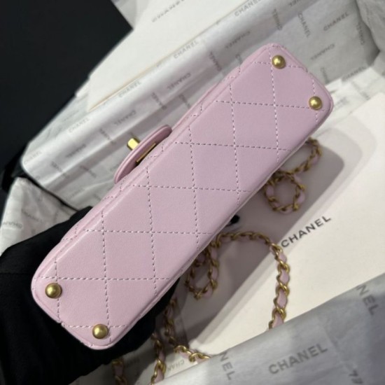 Replica Borsa Chanel 25P piccola con patta e manico superiore AS5355 Rosa Imitazioni Falso