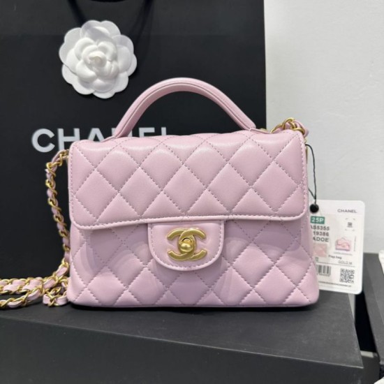 Replica Borsa Chanel 25P piccola con patta e manico superiore AS5355 Rosa Imitazioni Falso