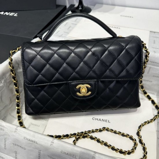 Replica Borsa Chanel 25P con patta e manico superiore AS5356 Nera Imitazioni Falso