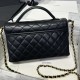Replica Borsa Chanel 25P con patta e manico superiore AS5356 Nera Imitazioni Falso