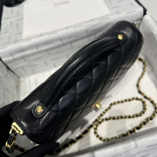 Replica Borsa Chanel 25P con patta e manico superiore AS5356 Nera Imitazioni Falso