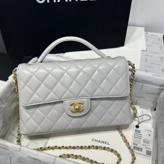 Replica Borsa Chanel 25P con patta e manico superiore AS5356 Beige Imitazioni Falso