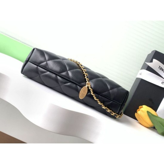 Replica Borsa hobo Chanel 25S AS5528 Metallo dorato Nero Imitazioni Falso