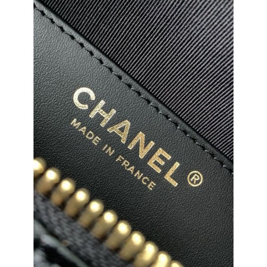 Replica Borsa hobo Chanel 25S AS5528 Metallo dorato Nero Imitazioni Falso