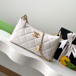 Replica Borsa hobo Chanel 25S AS5528 Oro Bianco Metallizzato Imitazioni Falso